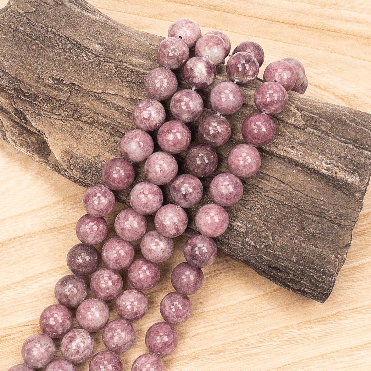 Pink Lepidolite 10mm Round Bead - 7.5" Strand