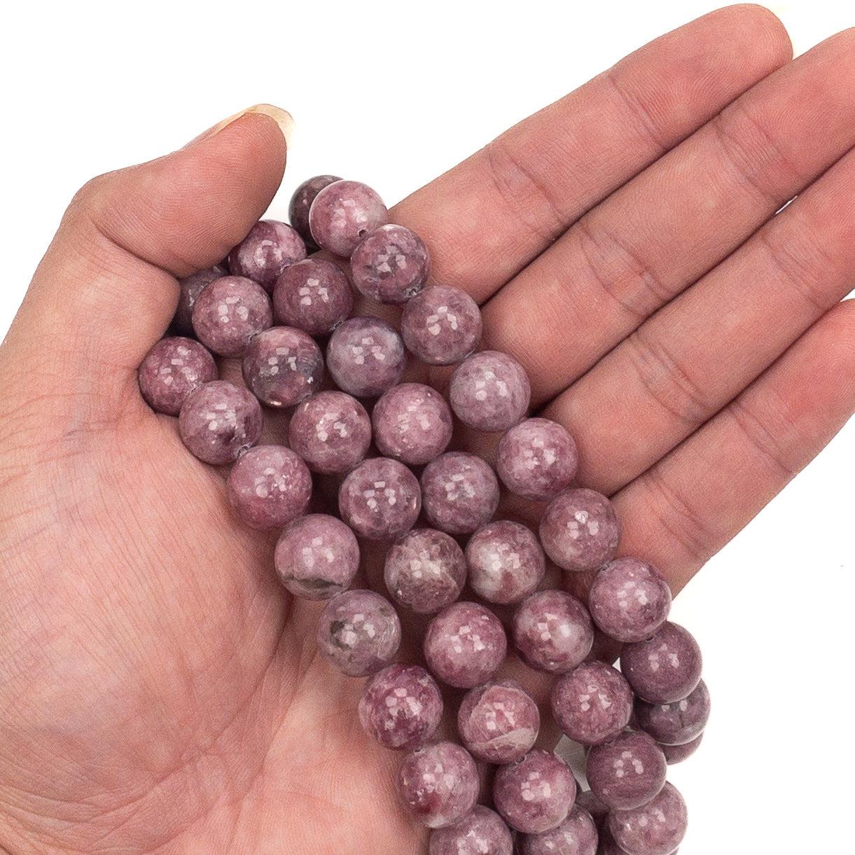 Pink Lepidolite 12mm Round Bead - 7.5" Strand