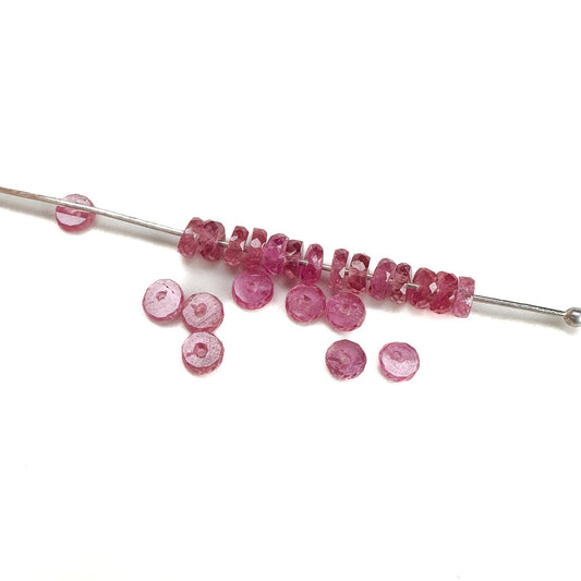 Pink Sapphire 4mm Faceted Washer Slice Bead - 1 Inch Section (P2603)