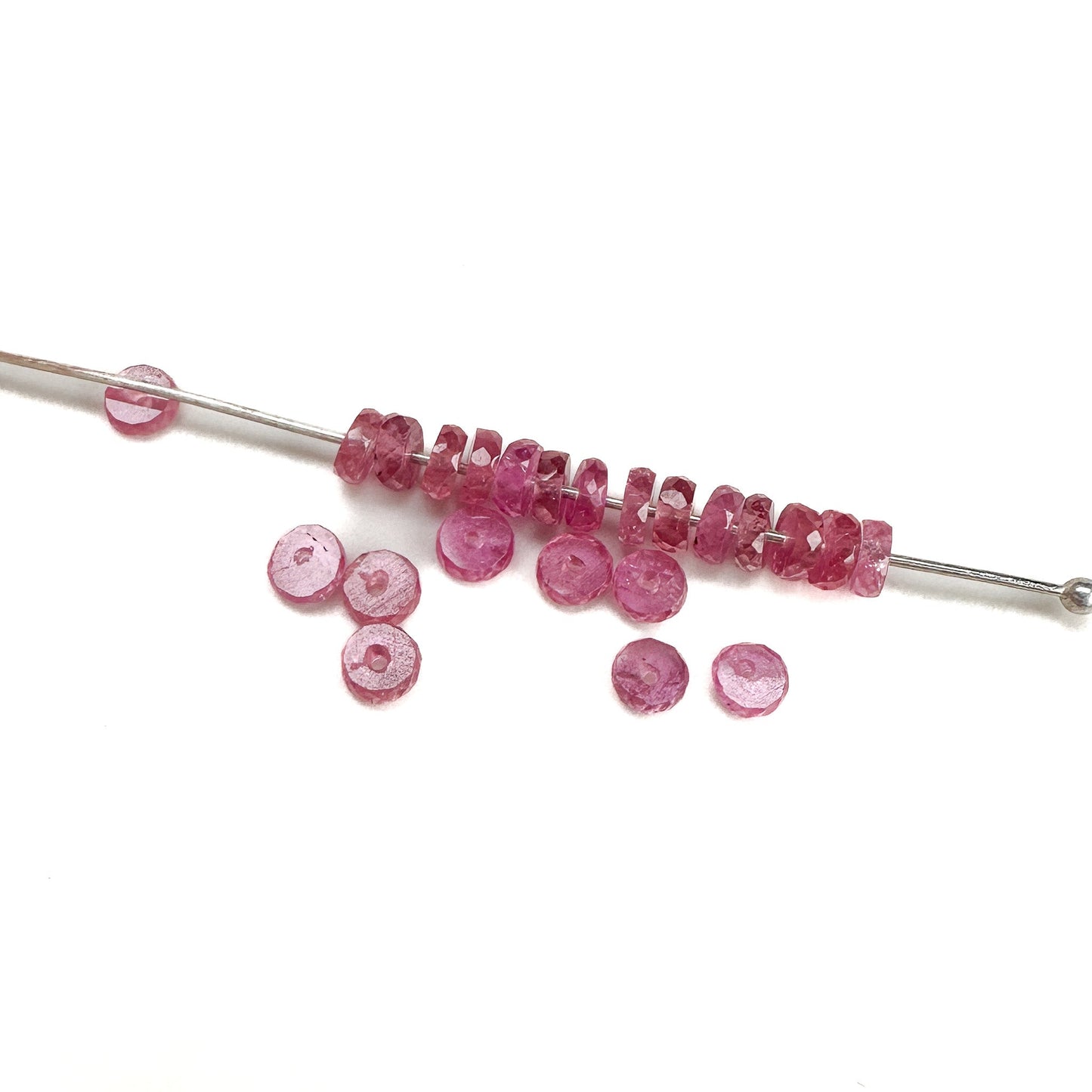 Pink Sapphire 4mm Faceted Washer Slice Bead - 1 Inch Section (P2603)-The Bead Gallery Honolulu