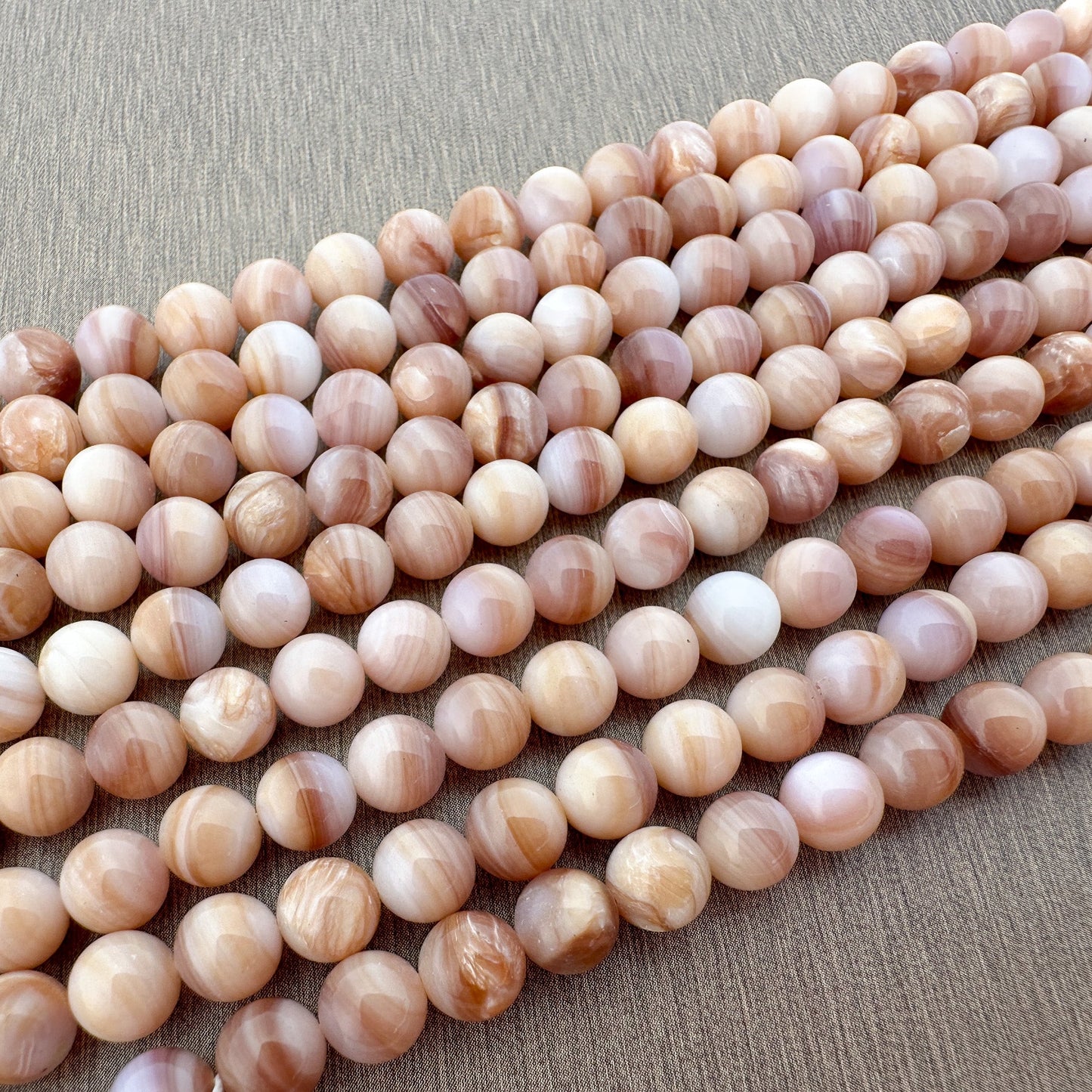 Pink Shell 6.5mm Smooth Round Bead - 16" Strand (GEM2197)