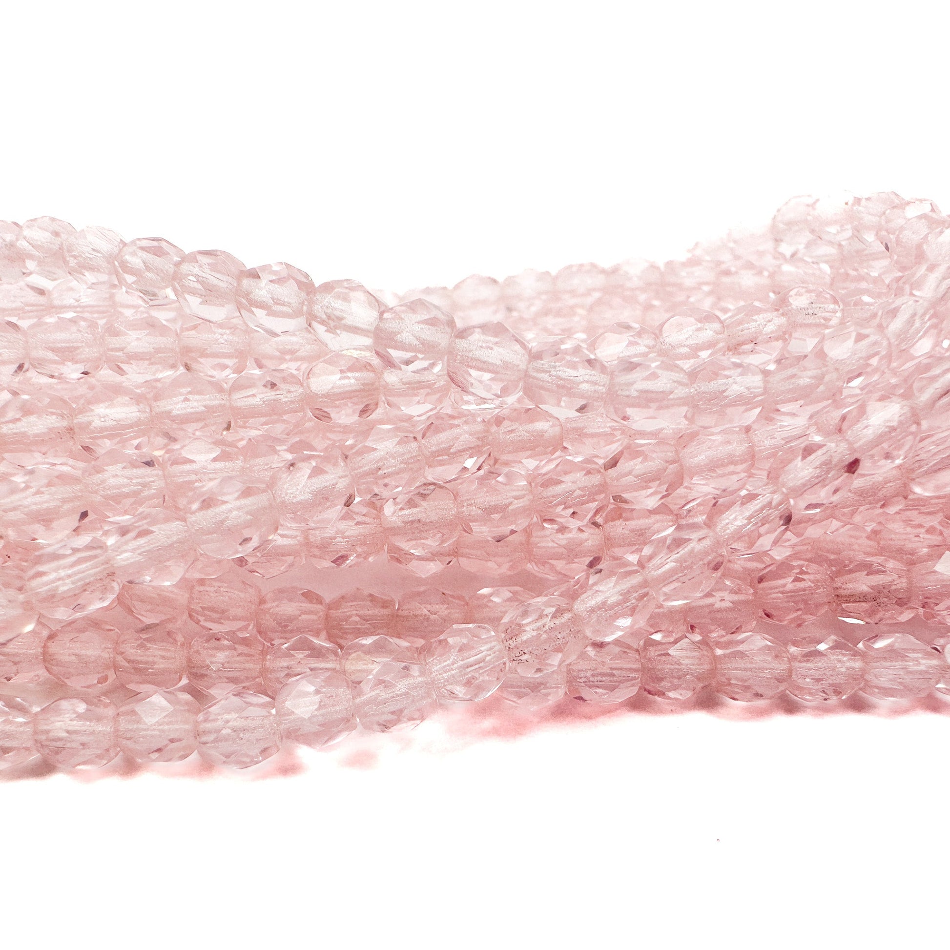 Pink Transparent 4mm Faceted Glass Bead - 50 pcs.-The Bead Gallery Honolulu