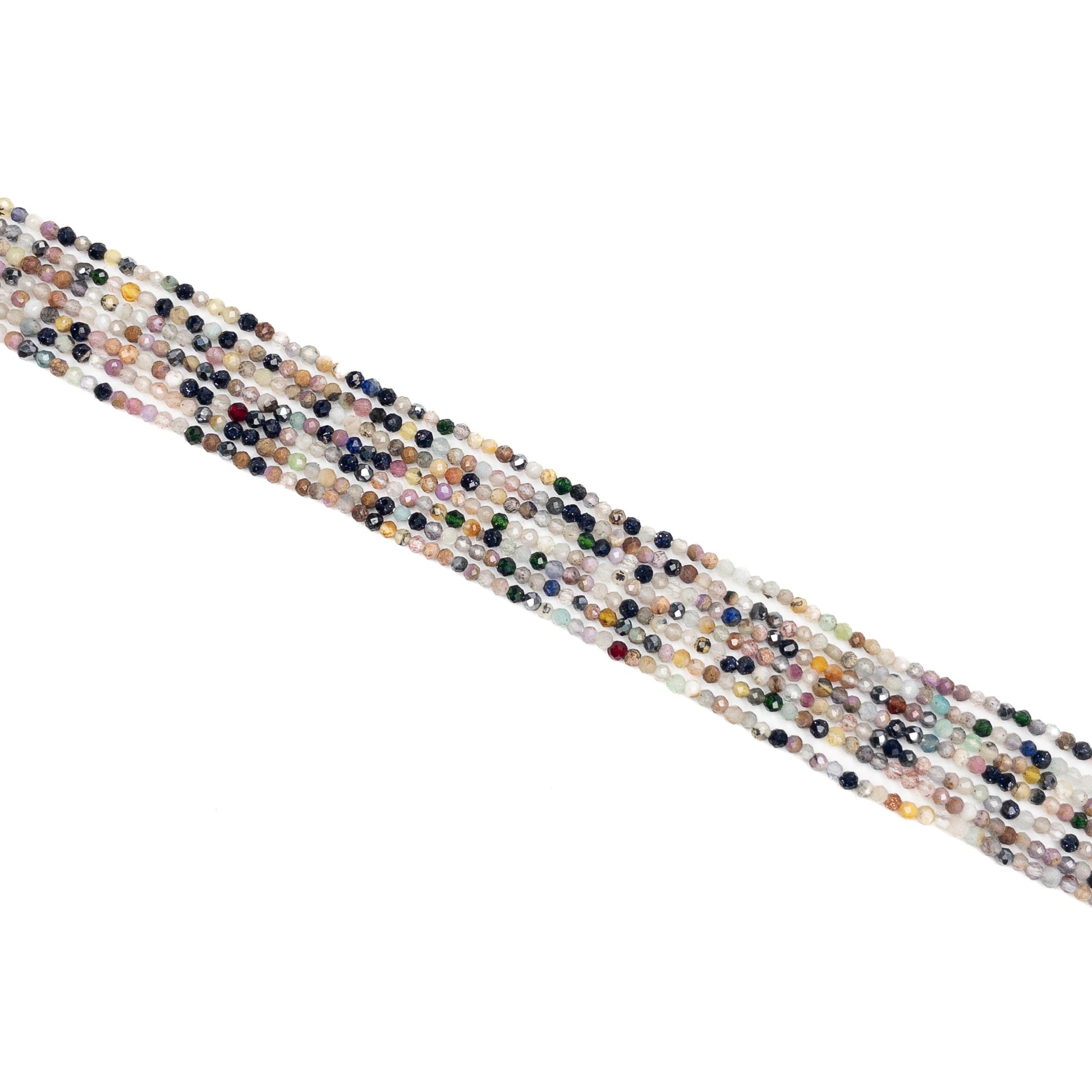 Potpourri Mix Multi-Gemstone 2mm Faceted Round Bead - 7.5" Strand