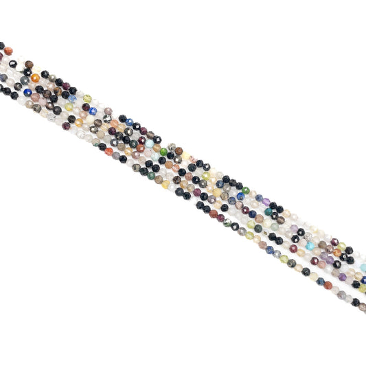 Potpourri Mix Multi-Gemstone 3mm Faceted Round Bead - 7.5" Strand