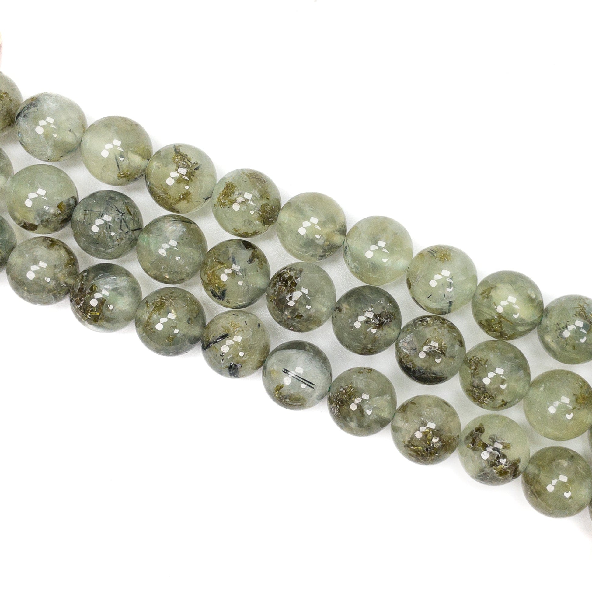 Prehnite 12mm Round Bead - 7.5" Strand