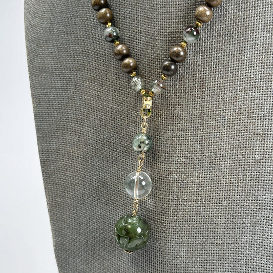 Prehnite, Lodalite and Jade Bead Mix - 3 pcs. (MIX102)