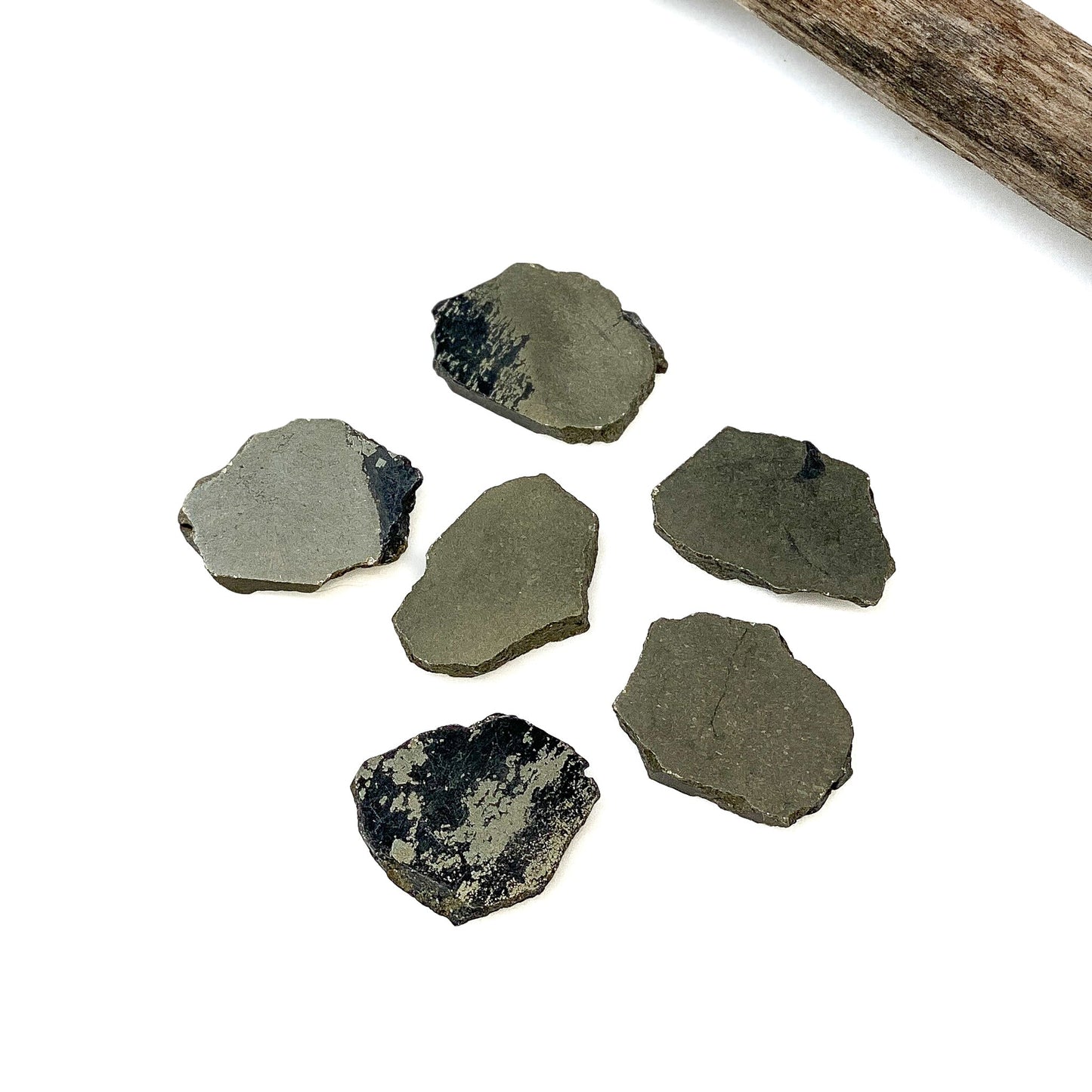 Pyrite Long Drill Flat Slab Focal Bead - 1 pc.