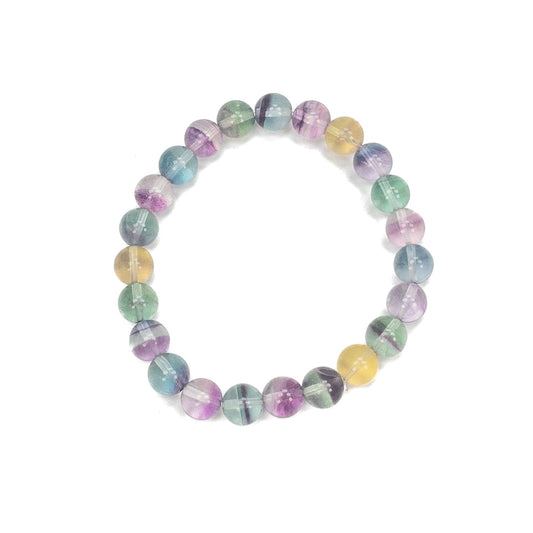 Rainbow Fluorite Stretchy Bracelet (4 Bead Sizes Available)