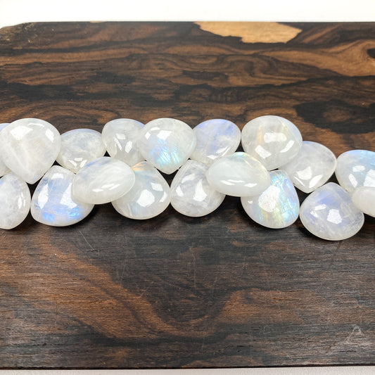 Rainbow Moonstone 16-17mm Large Smooth Heart Briolette Bead - 1 pc.