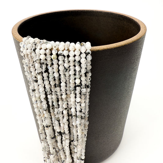 Rainbow Moonstone 2.5mm Faceted Round Bead Strand - 7.5" Strand (GEM1800)-The Bead Gallery Honolulu