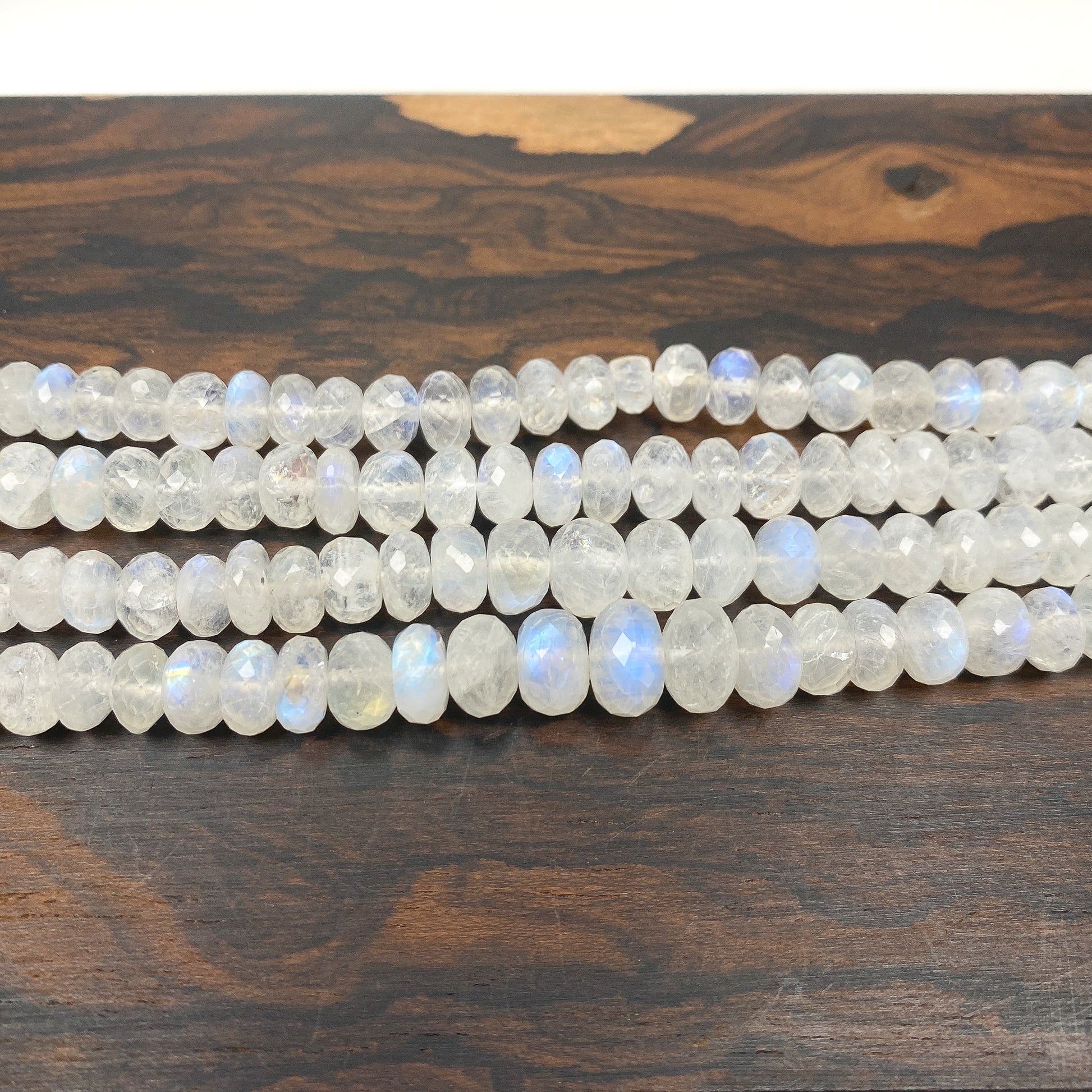 Rainbow Moonstone 8-11mm Graduated Faceted Rondelle Bead - 9" Strand