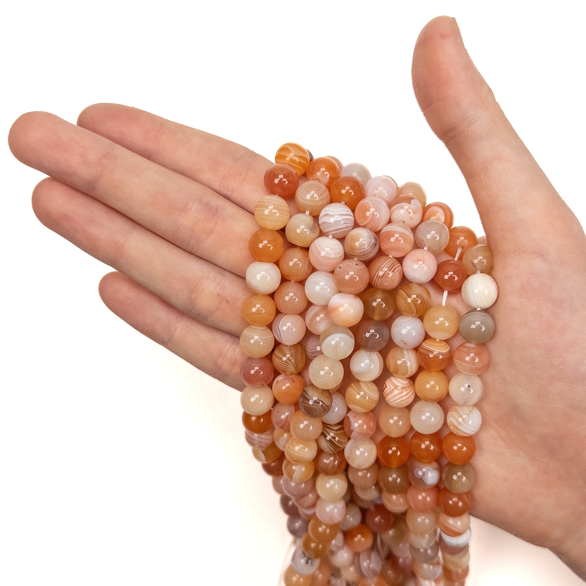 Red Botswana Agate 8mm Round Bead - 7.5" Strand-The Bead Gallery Honolulu