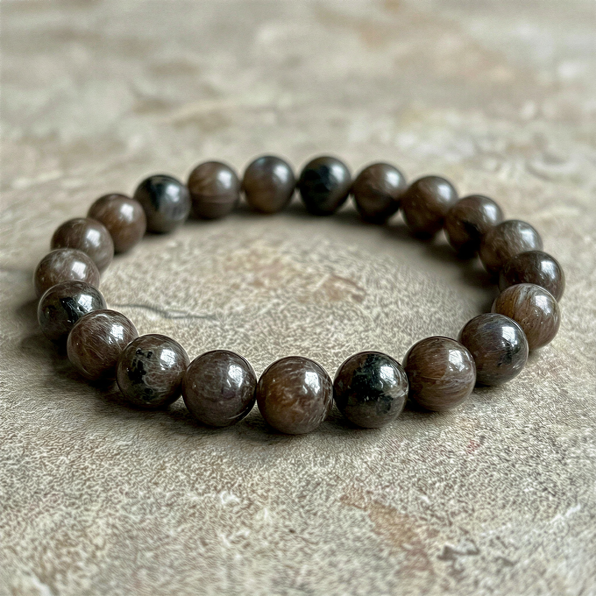 Chocolate Labradorite 8mm Round Bead Bracelet - 7" (J357)