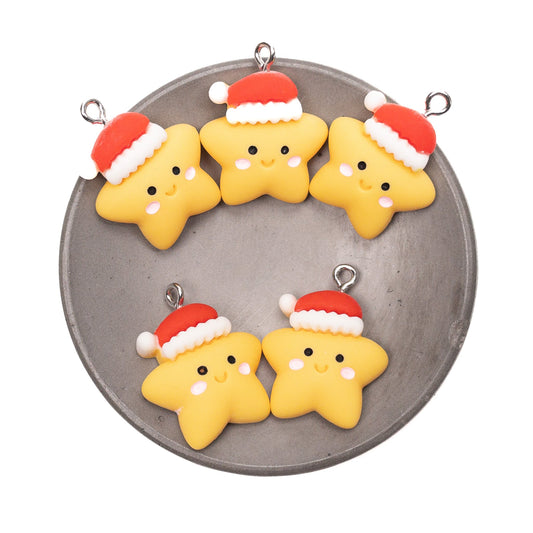 Resin Cutie Santa Star Charm - 5 pcs.