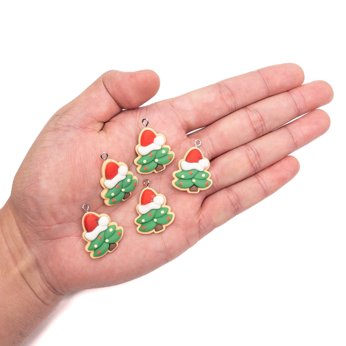 Resin Sugar Cookie Christmas Tree Charm - 5 pcs.