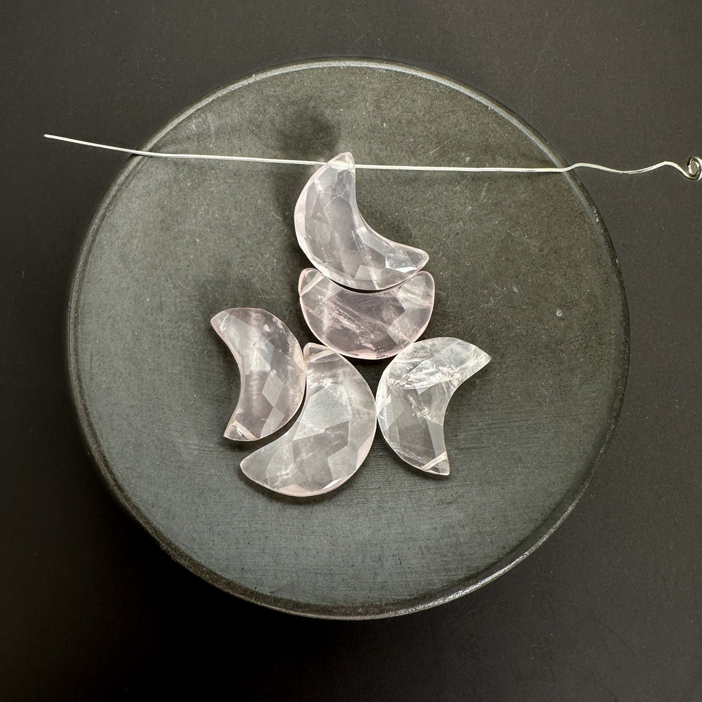 Rose Quartz 16mm Faceted Crescent Moon Briolette Bead - 1 pc. (P2428)-The Bead Gallery Honolulu