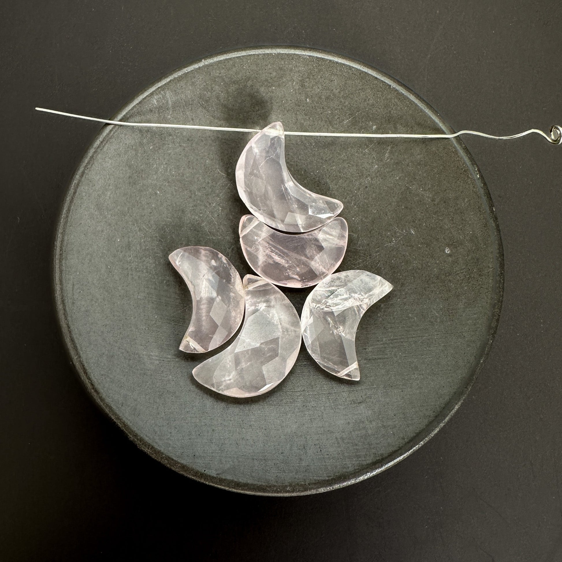 Rose Quartz 16mm Faceted Crescent Moon Briolette Bead - 1 pc. (P2428)-The Bead Gallery Honolulu