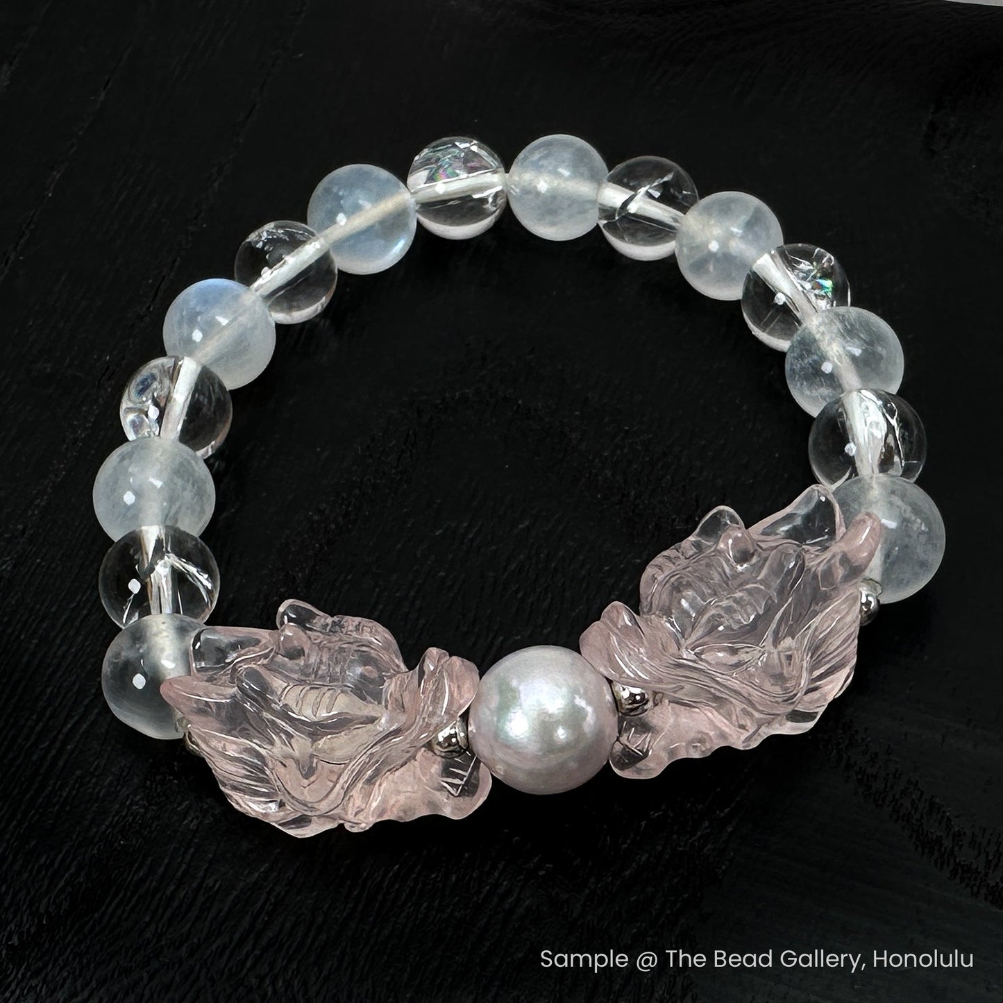 Rose Quartz Dragon Head Bead - 1 pc. (P3197)