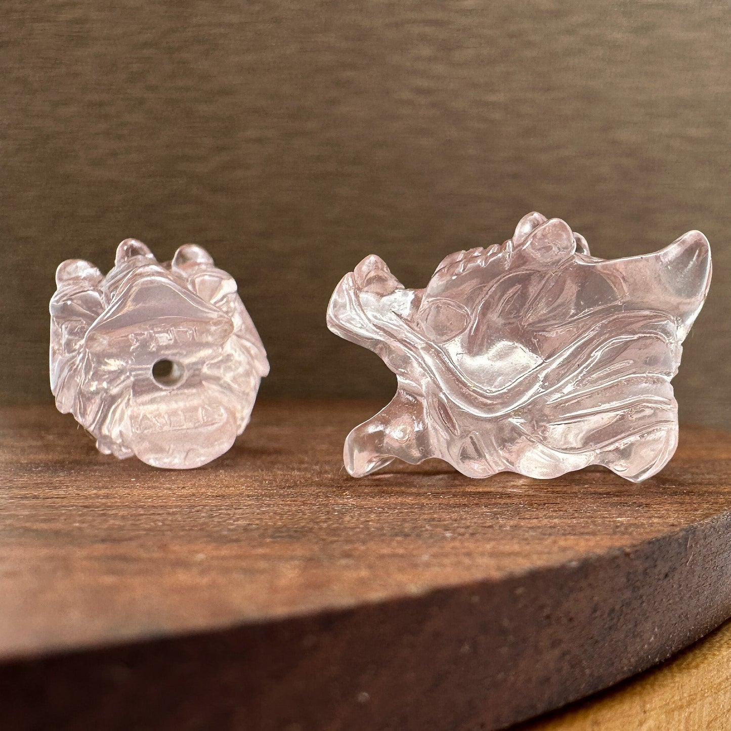 Rose Quartz Dragon Head Bead - 1 pc. (P3197)