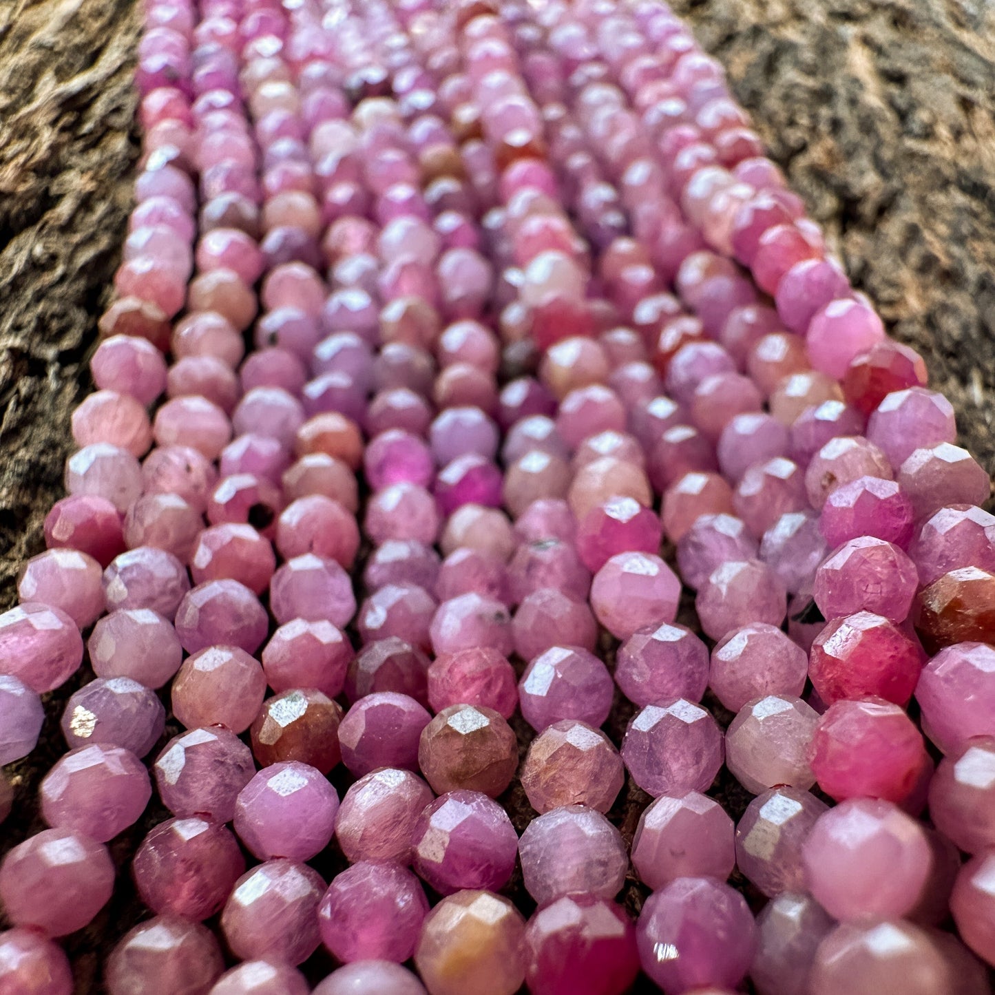 Ruby 3mm Faceted Round Bead - 7.5" Strand (GEM25)