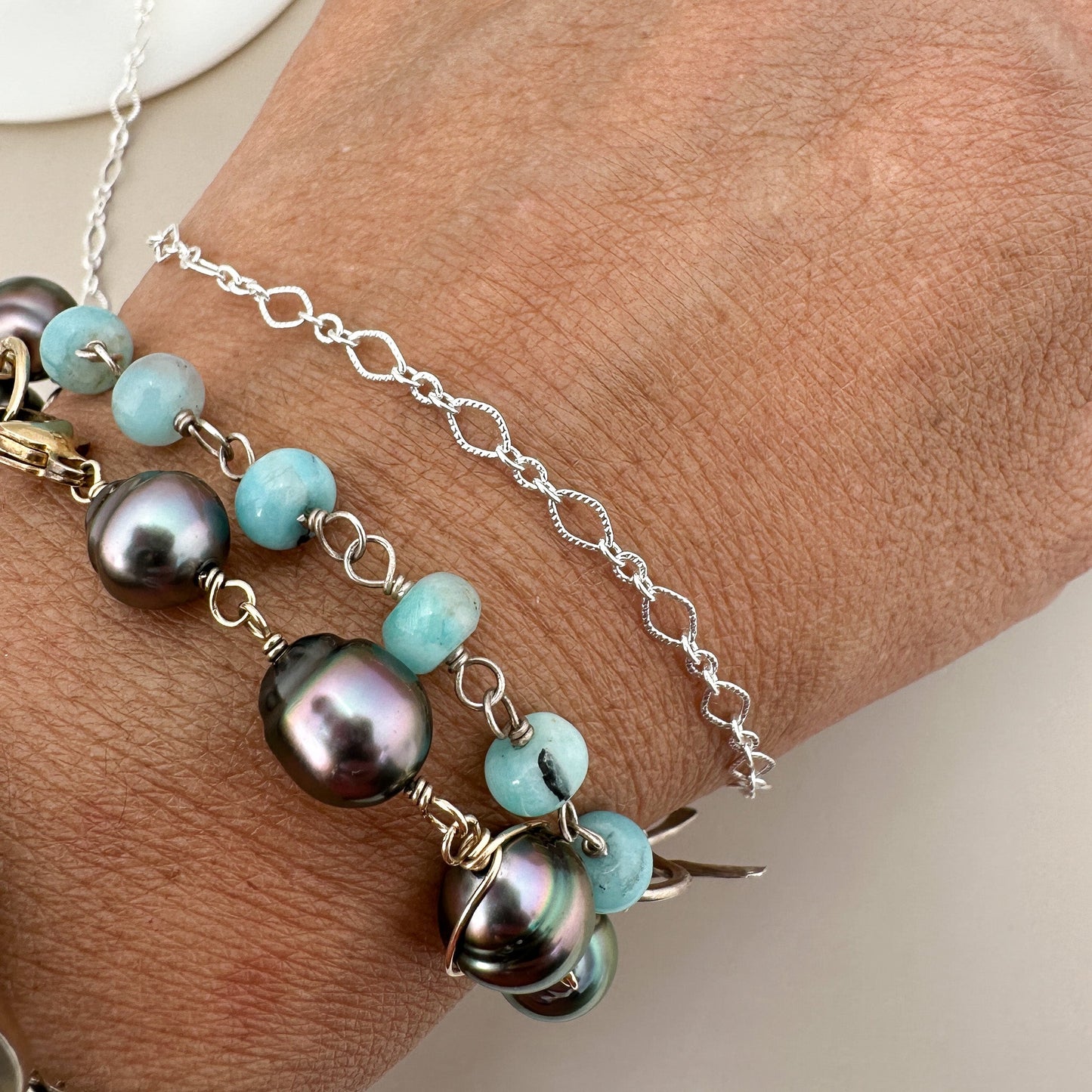 Ruffled Oval Long and Short Silver Plated Chain - 1 ft. (CB65)-The Bead Gallery Honolulu