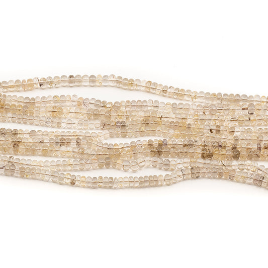 Rutilated Quartz 7x4mm Smooth Rondelle Bead - 8" Strand