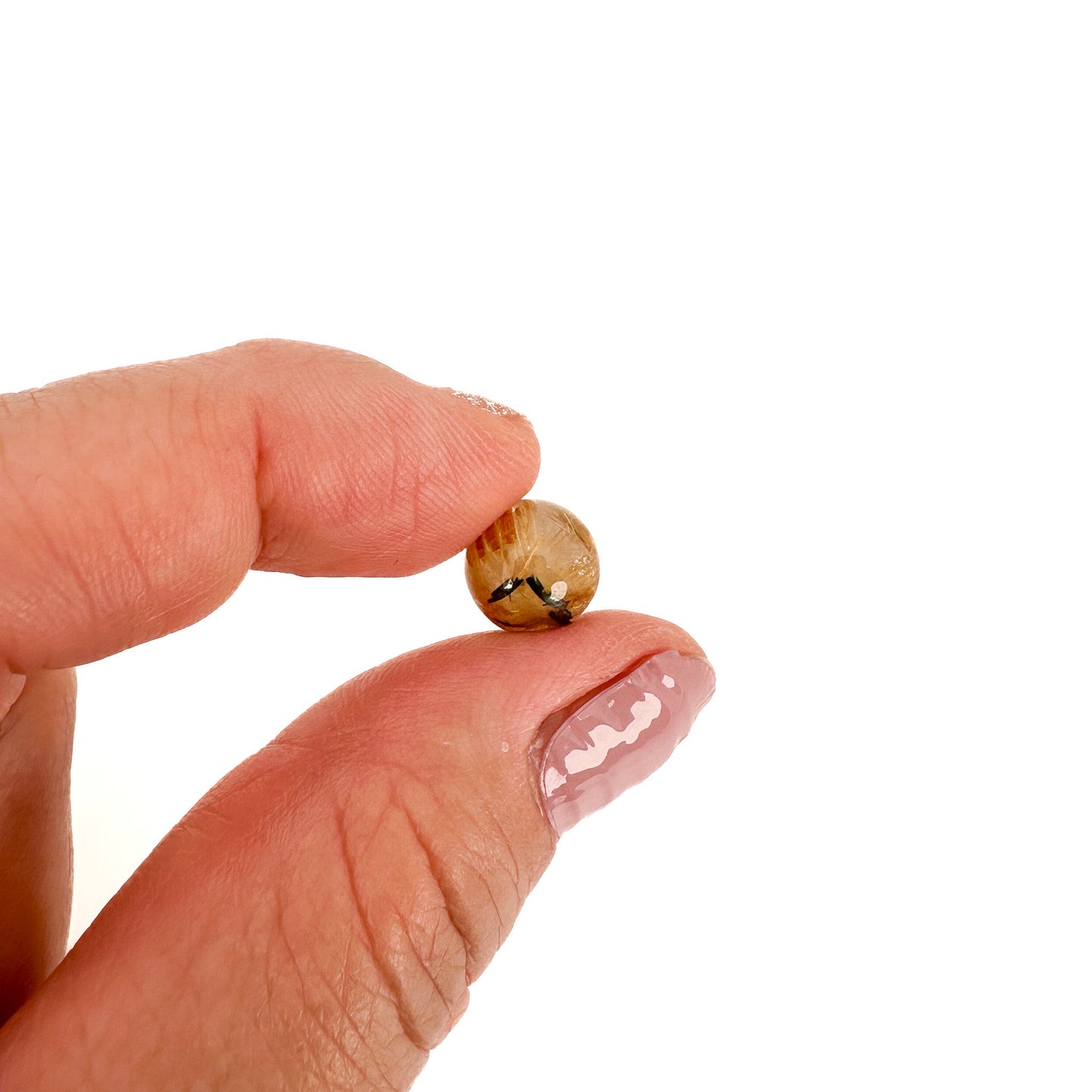 Rutilated Quartz Smooth Round Bead (2 Size Options) - 1 pc. (P3218)-The Bead Gallery Honolulu