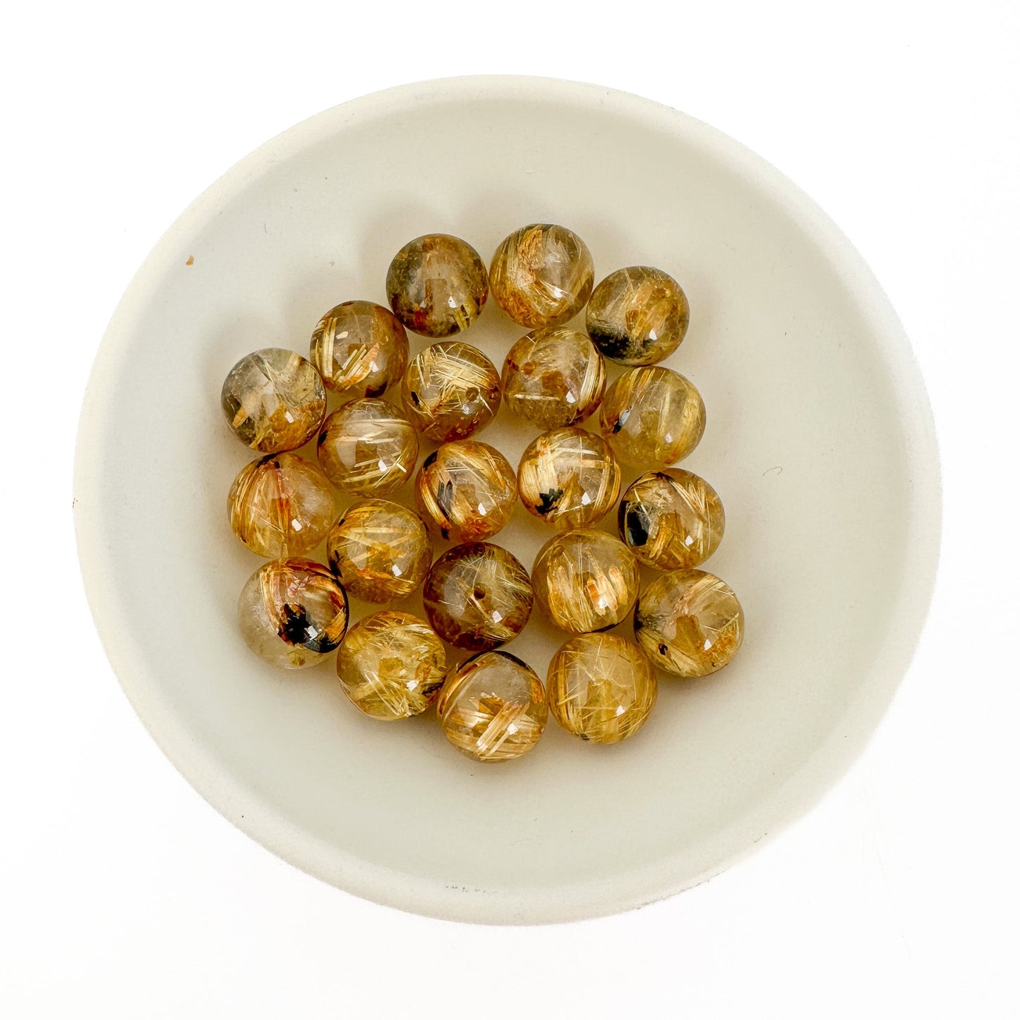 Rutilated Quartz Smooth Round Bead (2 Size Options) - 1 pc. (P3218)-The Bead Gallery Honolulu