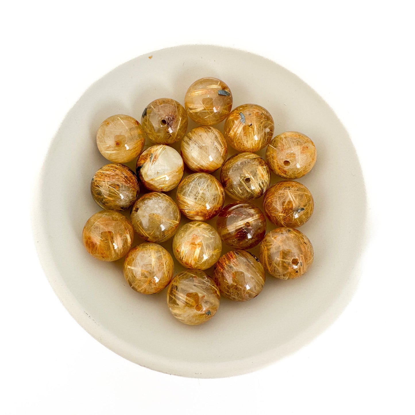 Rutilated Quartz Smooth Round Bead (2 Size Options) - 1 pc. (P3218)-The Bead Gallery Honolulu