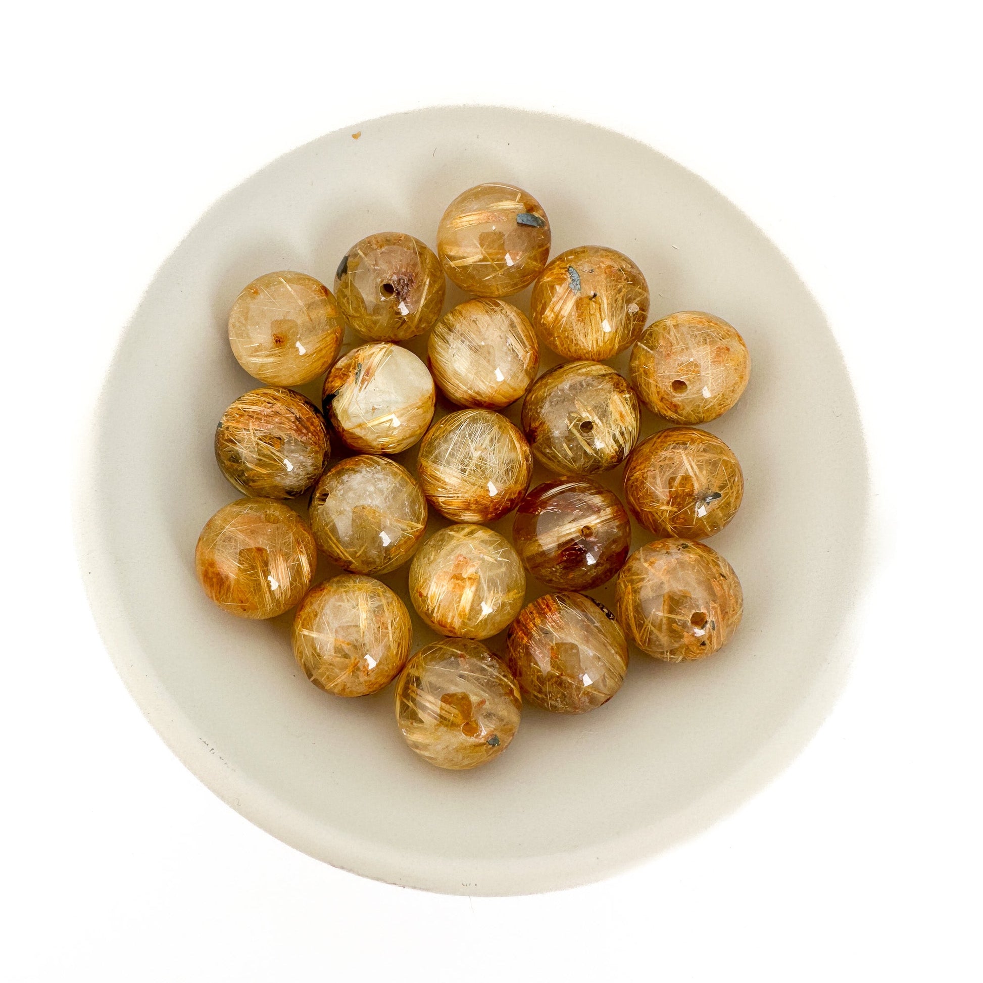 Rutilated Quartz Smooth Round Bead (2 Size Options) - 1 pc. (P3218)-The Bead Gallery Honolulu