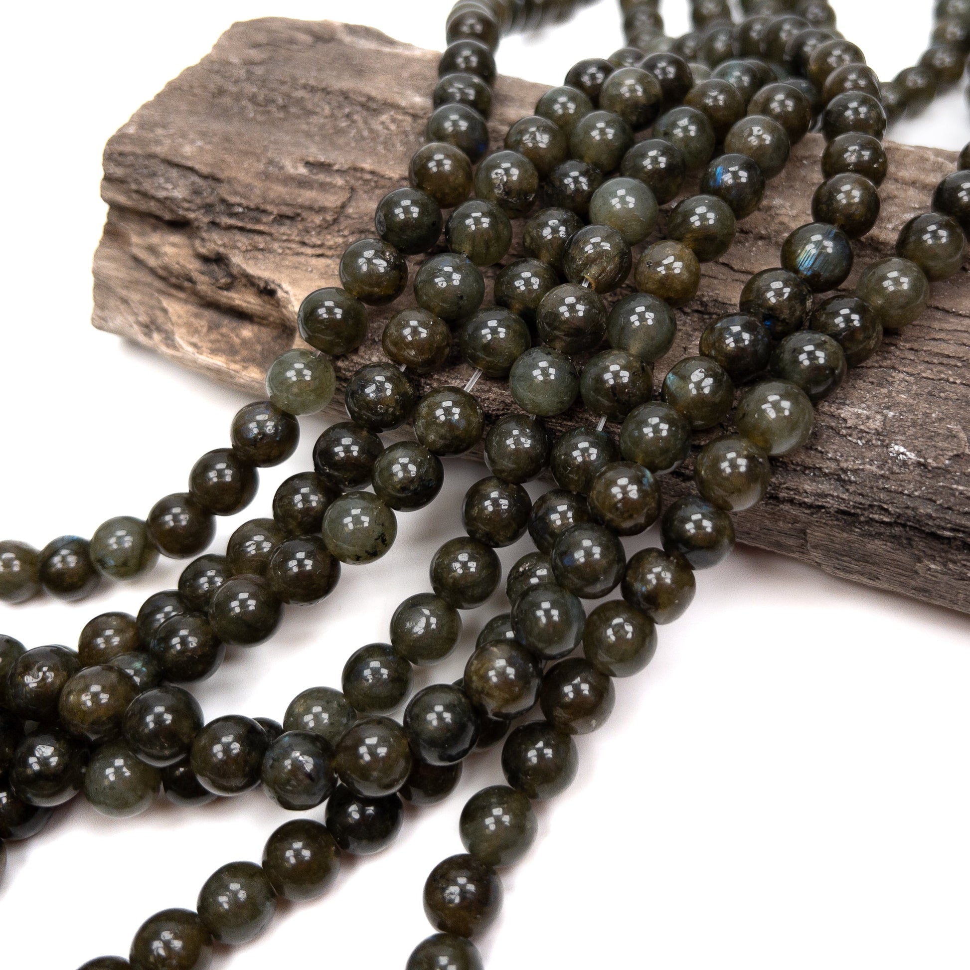 Sage Labradorite 9mm Round Bead - 8" Strand