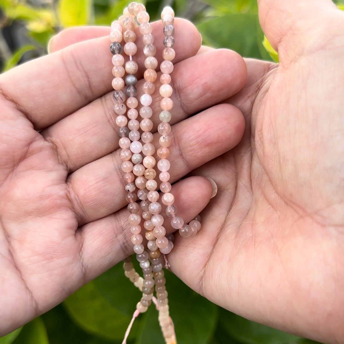 Peach Moonstone 4mm Round Bead - 7.5" Strand-The Bead Gallery Honolulu