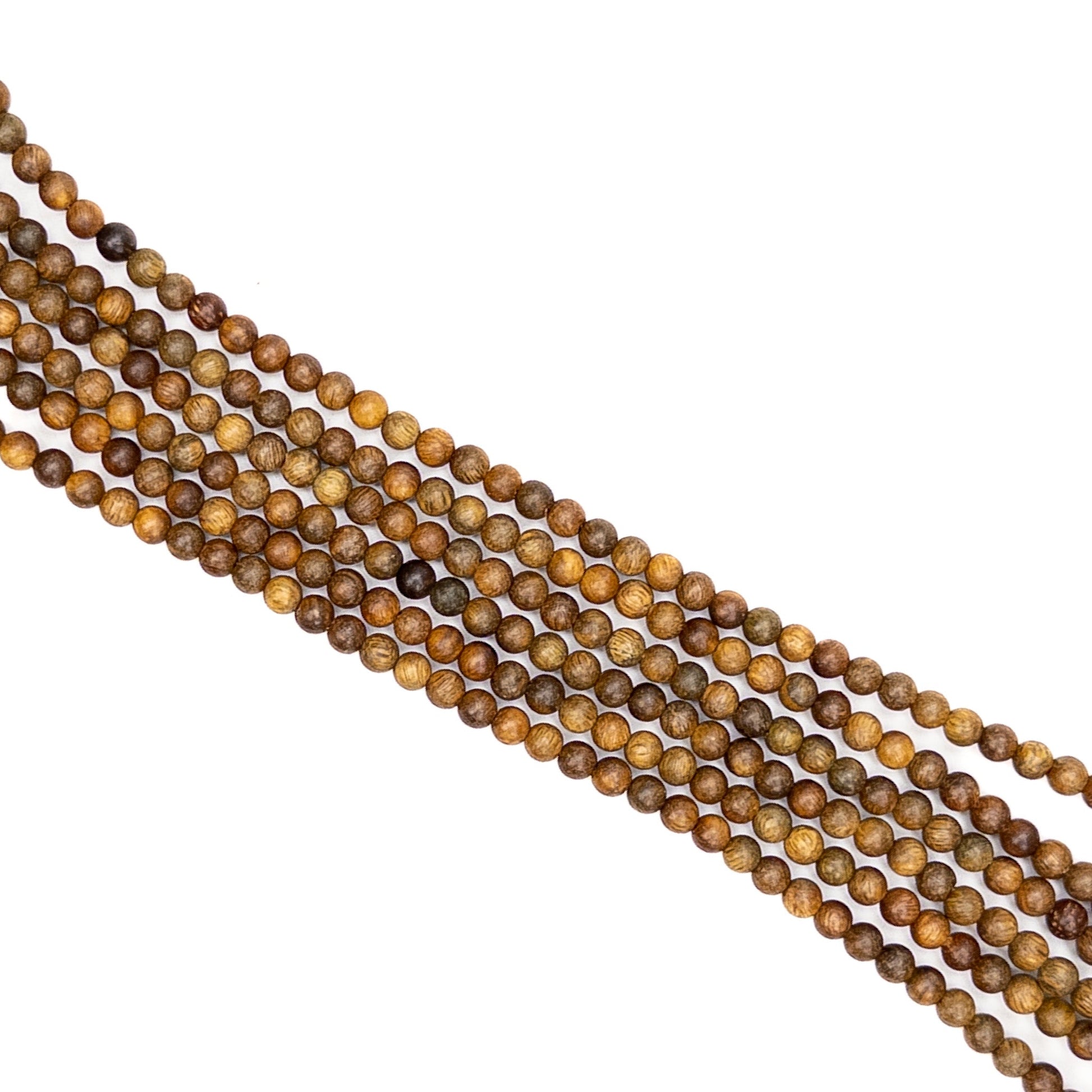 Sandalwood 4mm Round Bead - 15" Strand-The Bead Gallery Honolulu