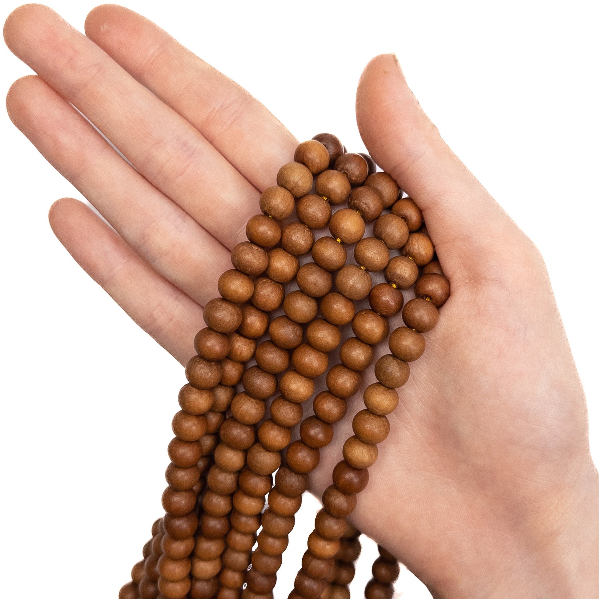 Sandalwood 8mm Round Bead - 108-Bead Full Mala (30" Strand)-The Bead Gallery Honolulu