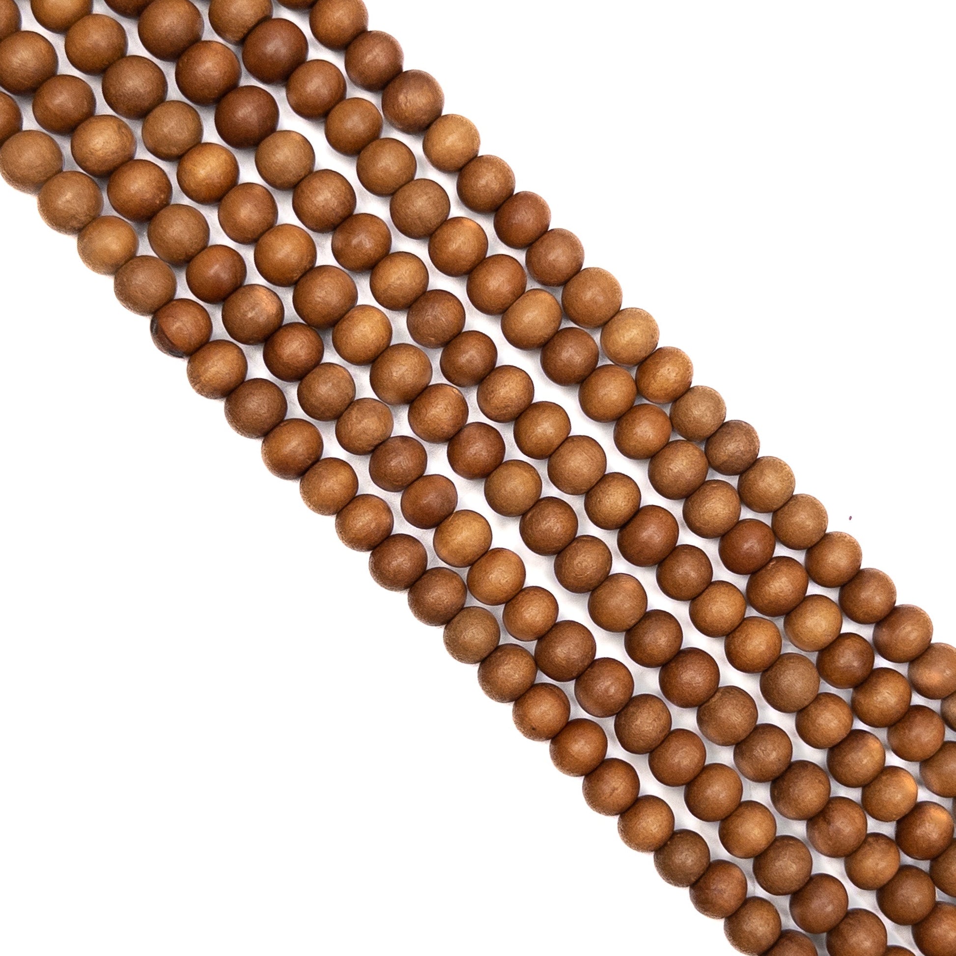 Sandalwood 8mm Round Bead - 108-Bead Full Mala (30" Strand)-The Bead Gallery Honolulu