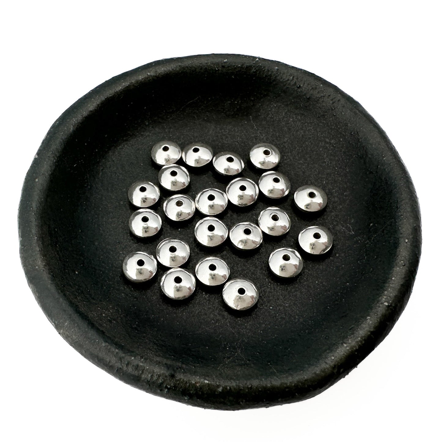 Saucer 5mm Shiny Thai Silver Spacer Bead - 1 pc. (M1991)-The Bead Gallery Honolulu