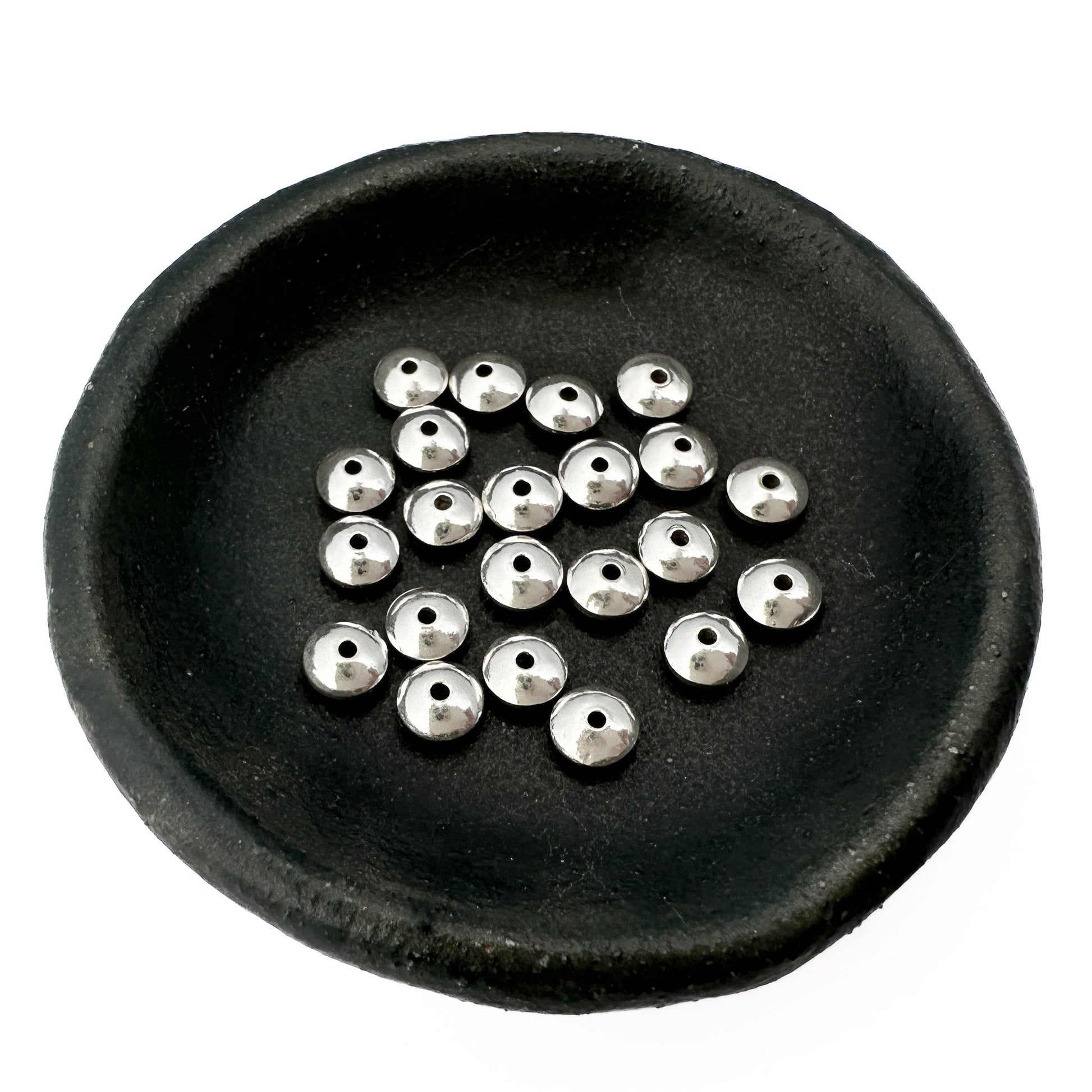 Saucer 5mm Shiny Thai Silver Spacer Bead - 1 pc. (M1991)-The Bead Gallery Honolulu