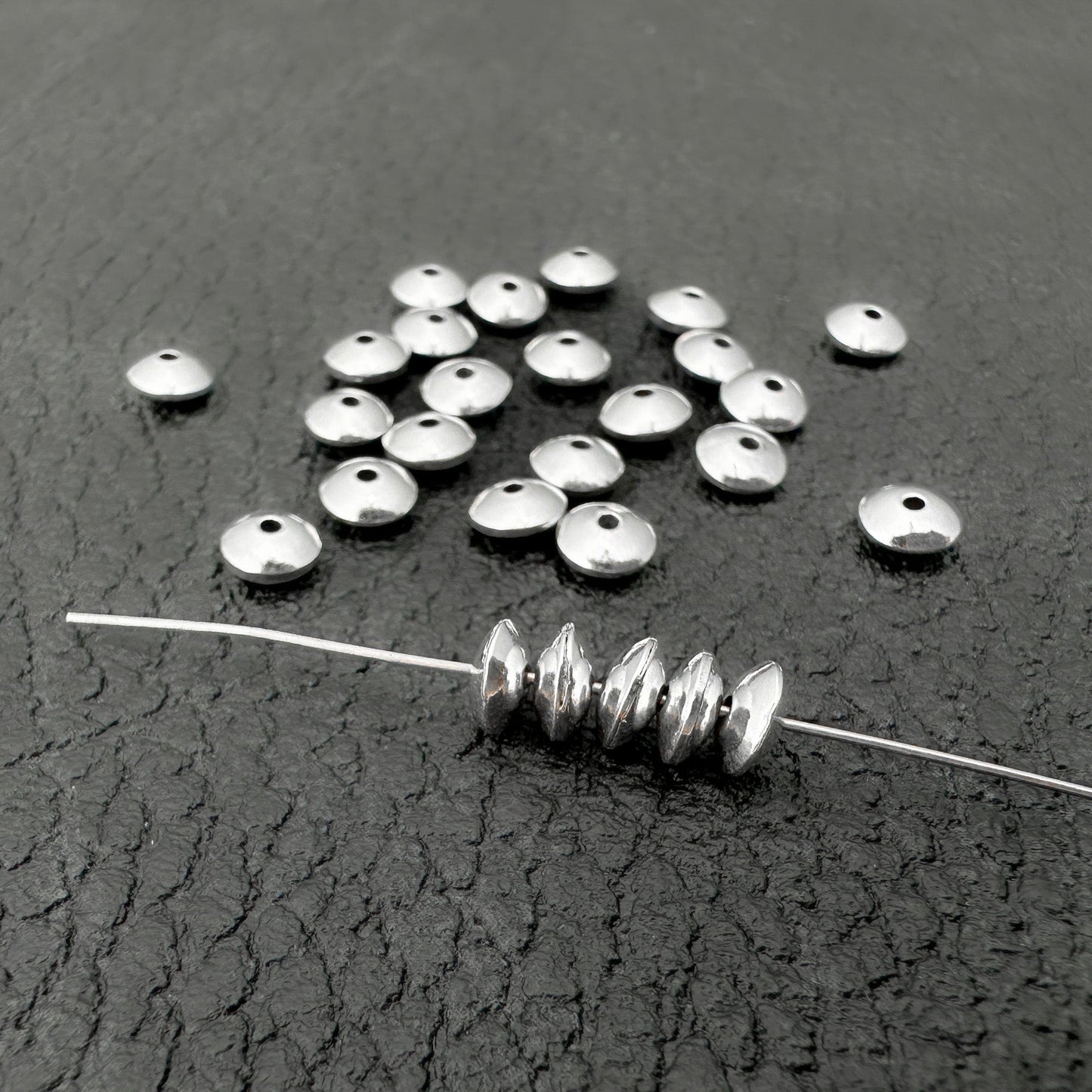 Saucer 5mm Shiny Thai Silver Spacer Bead - 1 pc. (M1991)-The Bead Gallery Honolulu