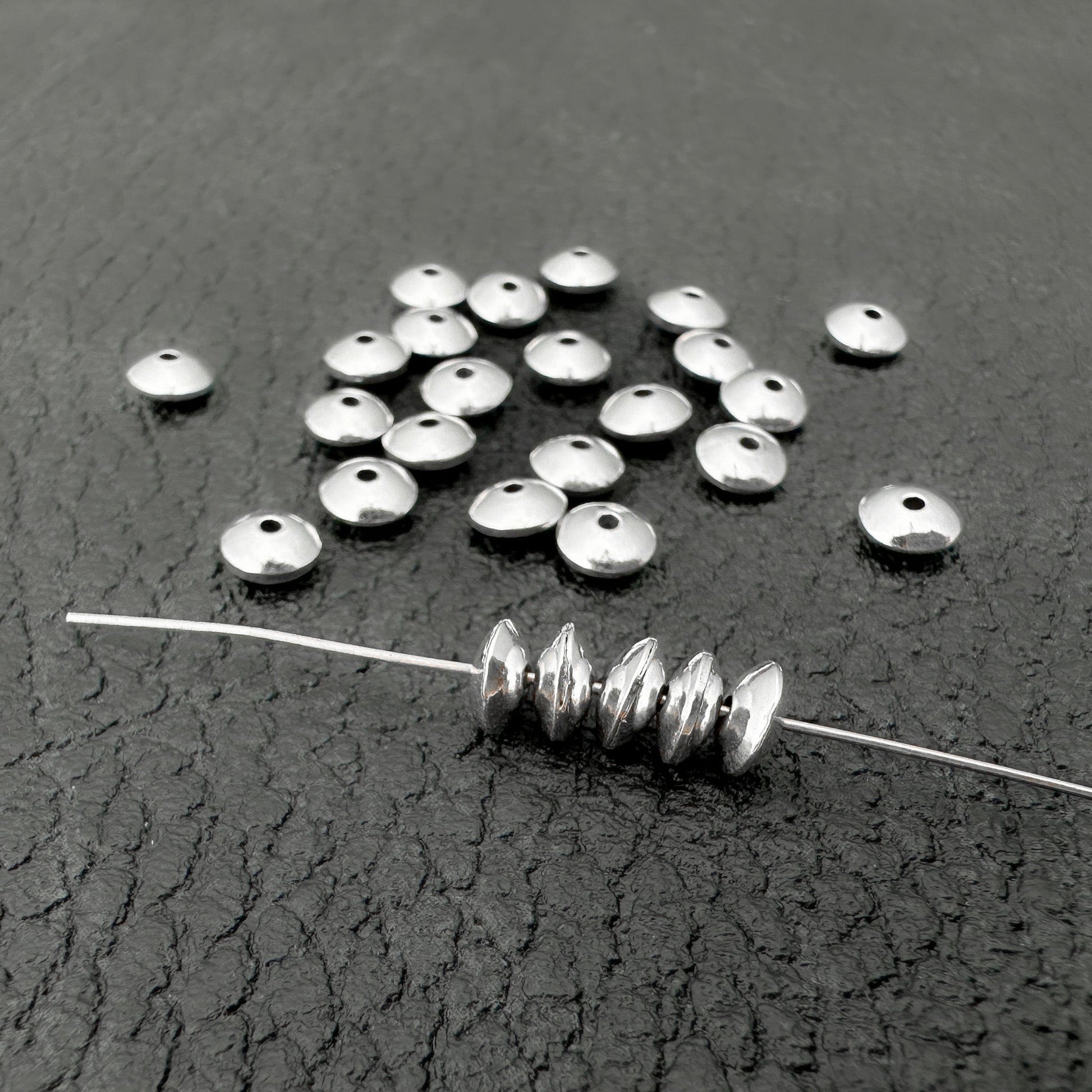 Saucer 5mm Shiny Thai Silver Spacer Bead - 1 pc. (M1991)-The Bead Gallery Honolulu