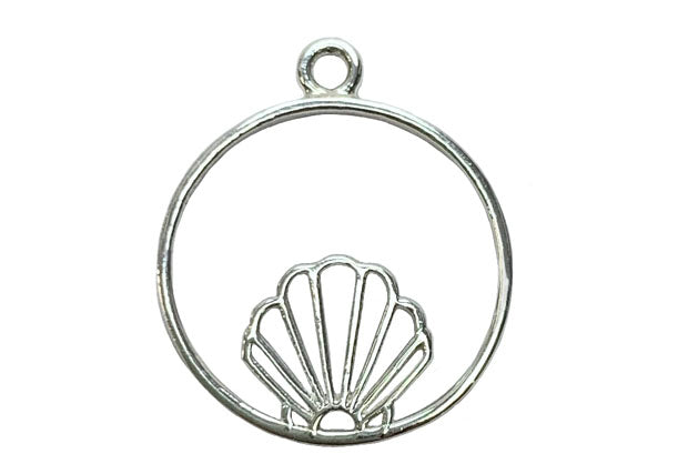 Scallop Shell Frame Charm (2 Metal Options Available) - 1 pc.