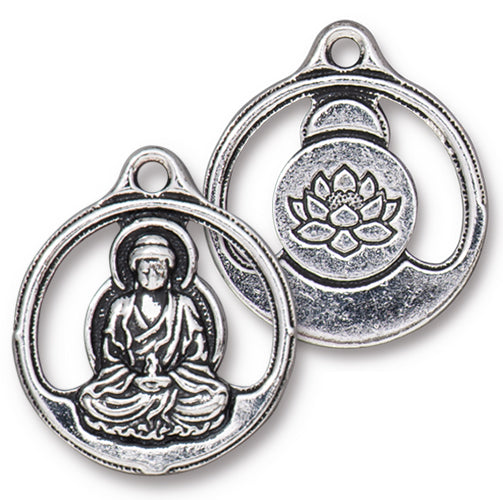 Seated Buddha with Lotus Charm (3 Colors Available) - 1 pc.