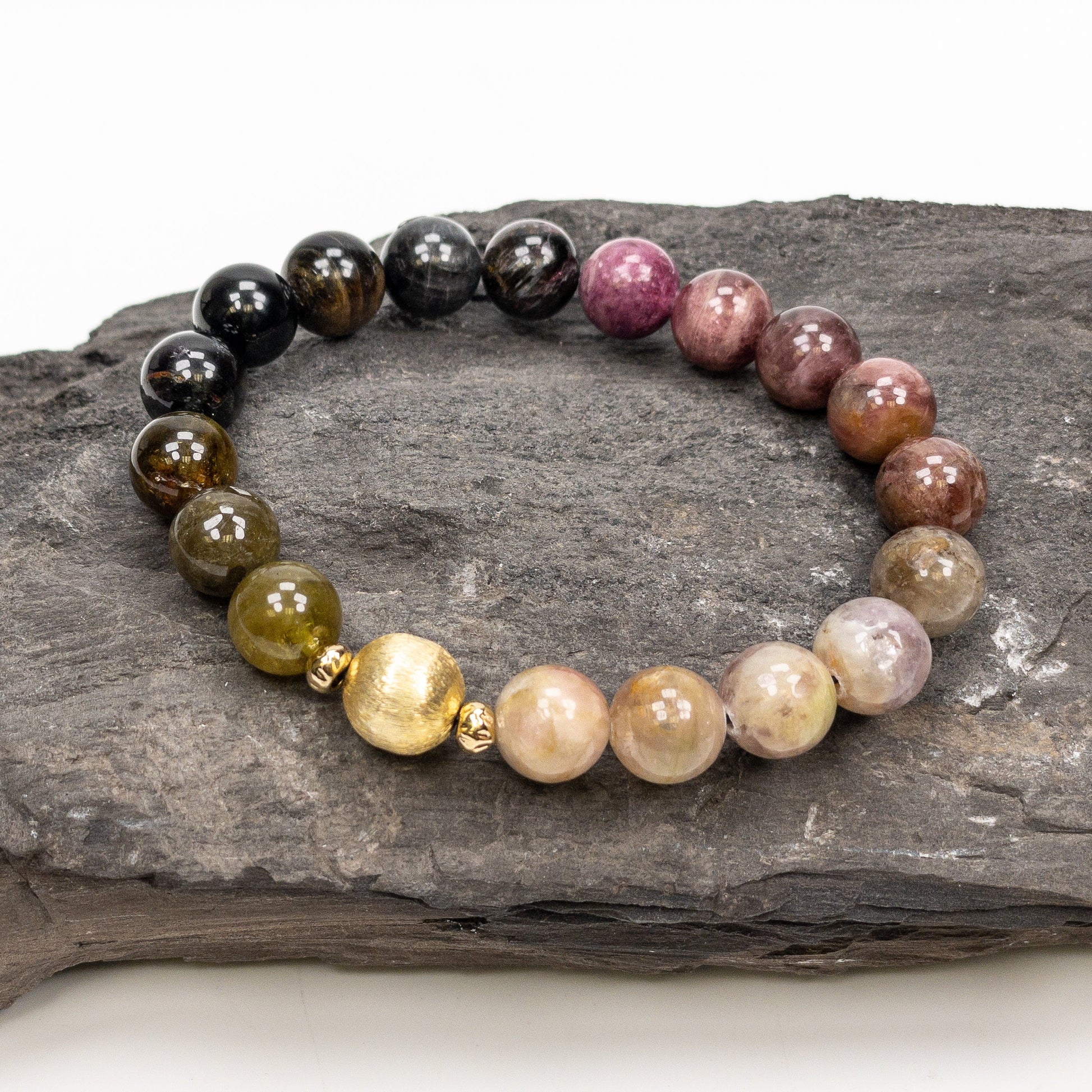 Shades of Tourmaline Stretchy Bracelet (3 Bead Sizes Available) - Gemstone Strand or Finished Bracelet