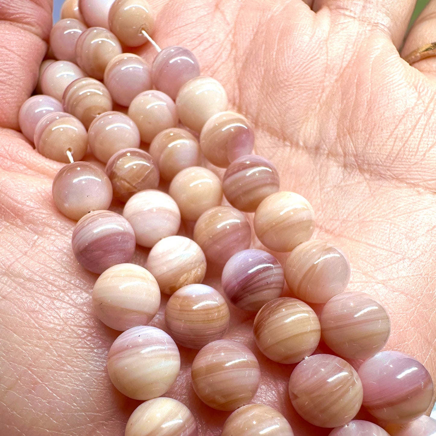 Shell 7-7.5mm Smooth Round Bead - 16" Strand (GEM2193)-The Bead Gallery Honolulu