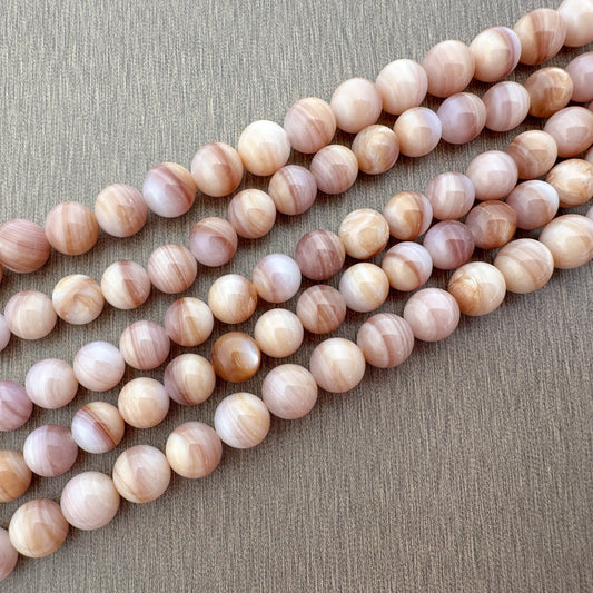 Shell 7-7.5mm Smooth Round Bead - 16" Strand (GEM2193)