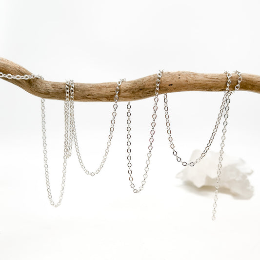 Shiny Flat Oval Cable Chain - Silver | Gold (6 in/CH223)-The Bead Gallery Honolulu