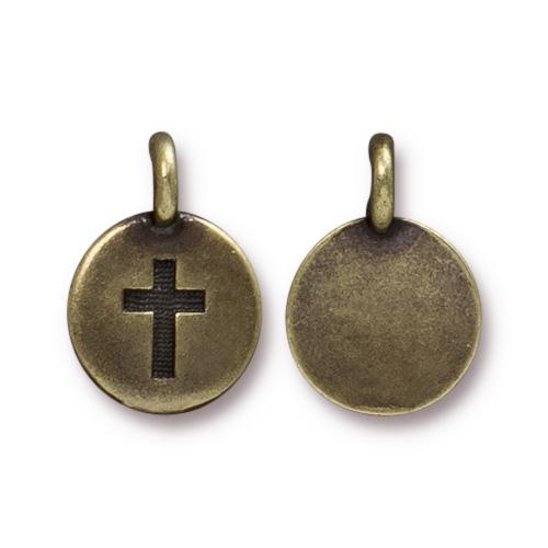 Simple Cross Coin Charm - 2 pcs.