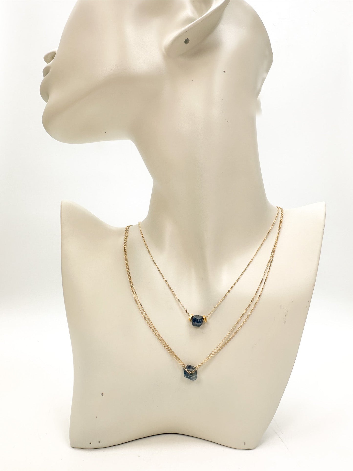 Simple Raw Blue Sapphire Necklace-The Bead Gallery Honolulu