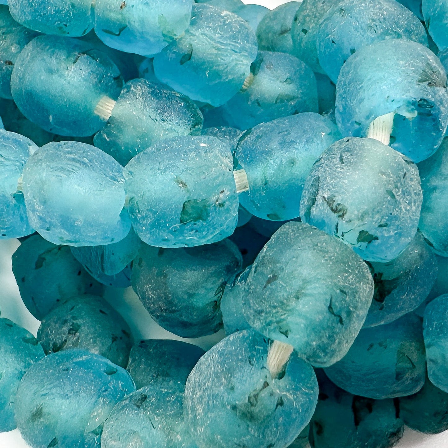 Smoky Aqua 10mm African Recycled Glass Bead (2 Quantities Available)-The Bead Gallery Honolulu