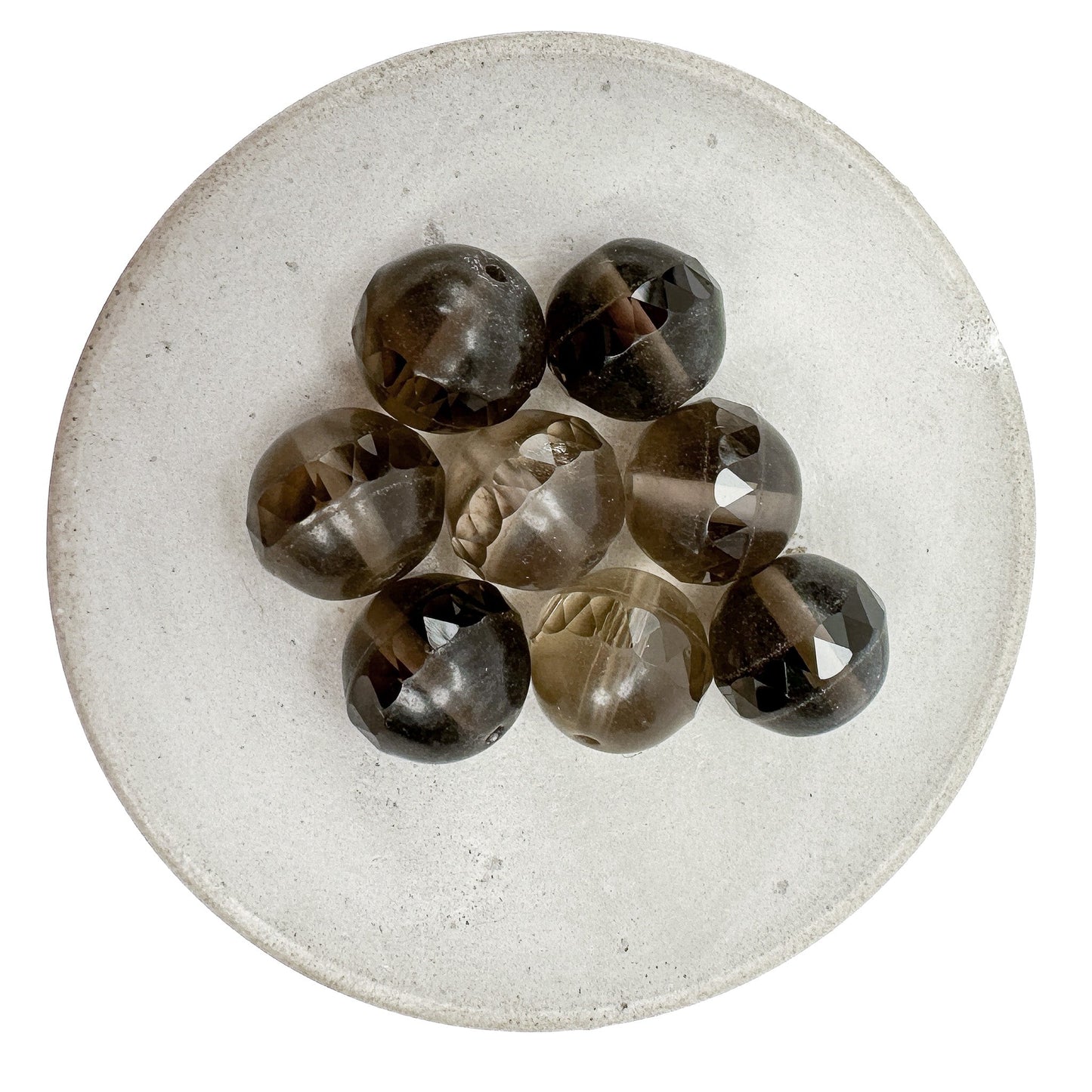 Smoky Quartz 12mm Round Faceted Half-Matte Bead - 1pc.-The Bead Gallery Honolulu