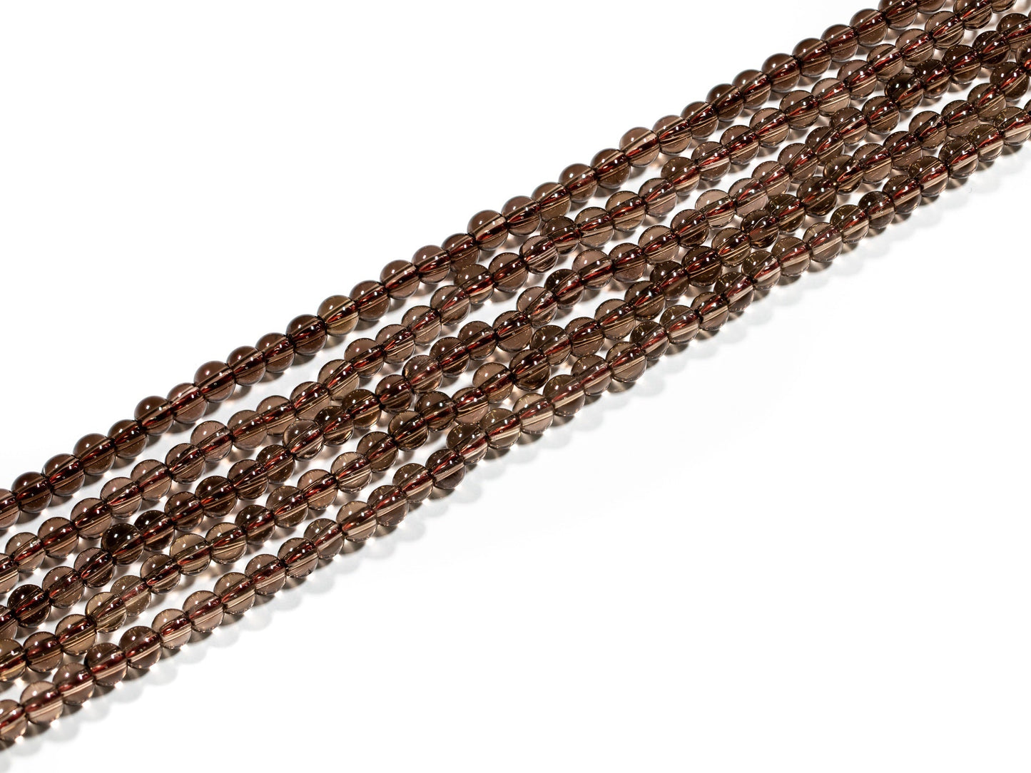 Smoky Quartz 4mm Smooth Round Bead - 8" Strand